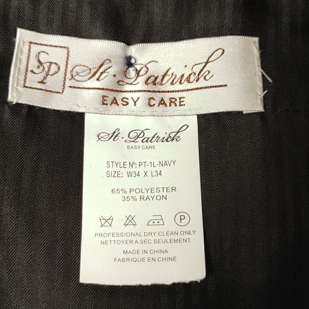 ST. PATRICK NAVY POLY/RAYON PLEATED DRESS SLACK. - Picture 5 of 7